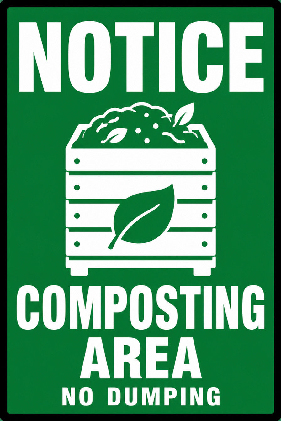 Notice Composting Area No Dumping 4x6 vinyl sticker