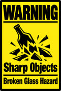 Warning Sharp Objects Broken Glass Hazard 4x6 vinyl sticker
