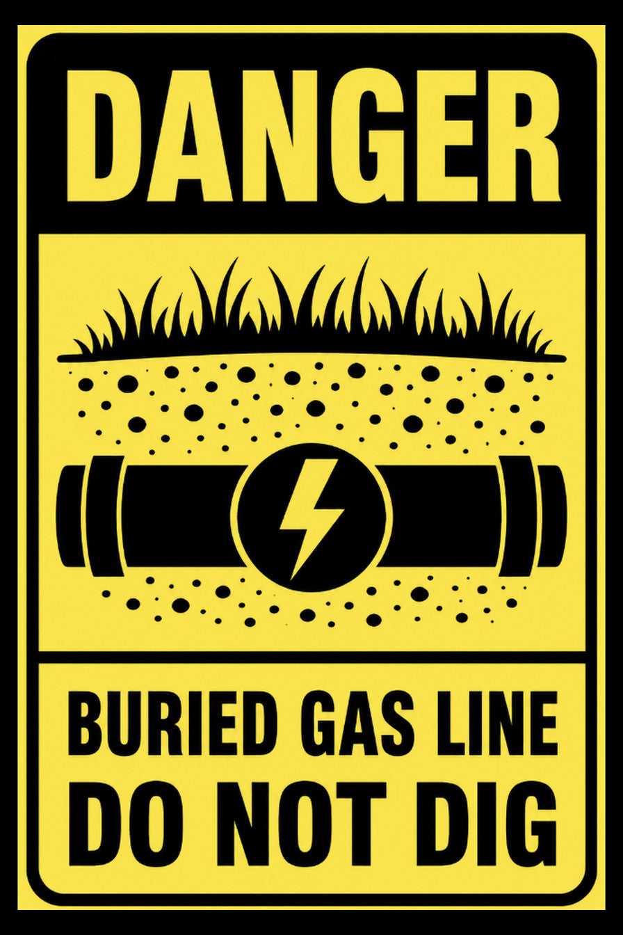 Danger Buried Gas Line Do Not Dig 4x6 vinyl sticker