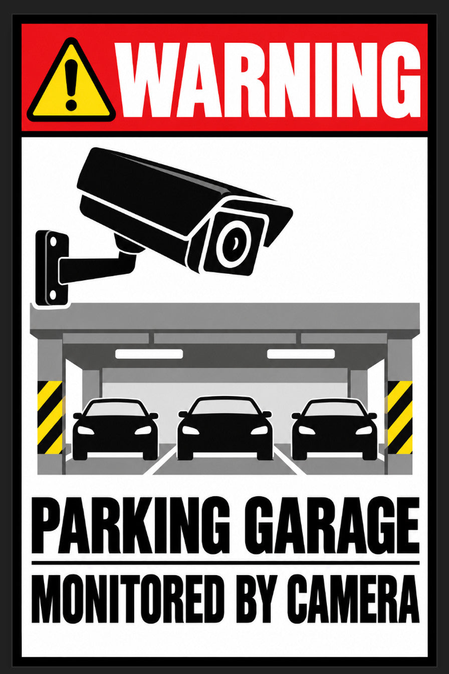 Warning Parking Garage Monitored By Camera 4x6 vinyl sticker
