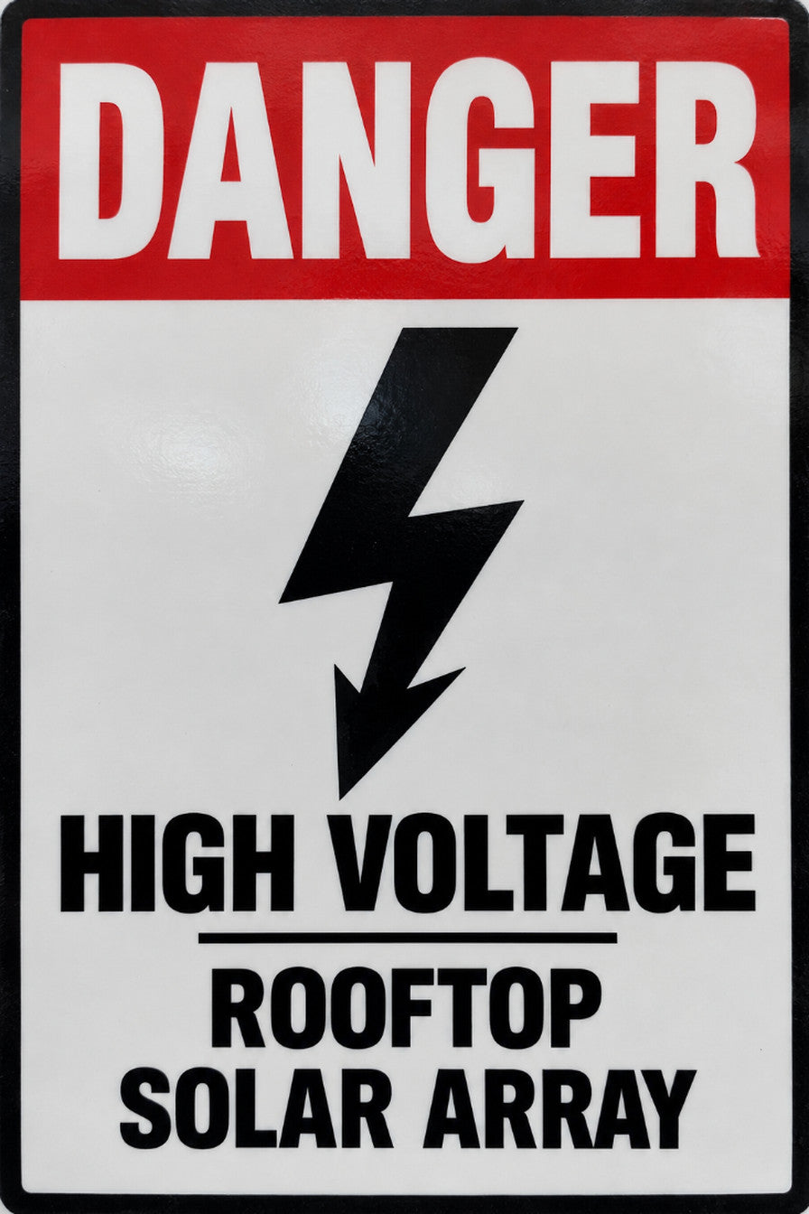 Danger High Voltage Rooftop Solar Array 4x6 vinyl sticker