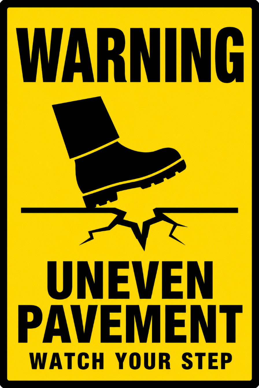 Warning Uneven Pavement Watch Your Step 4x6 vinyl sticker