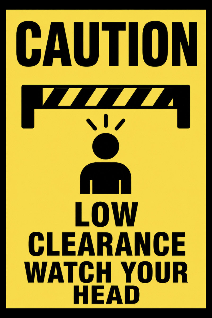 Caution Low Clearance Watch Your Head 4x6 vinyl sticker
