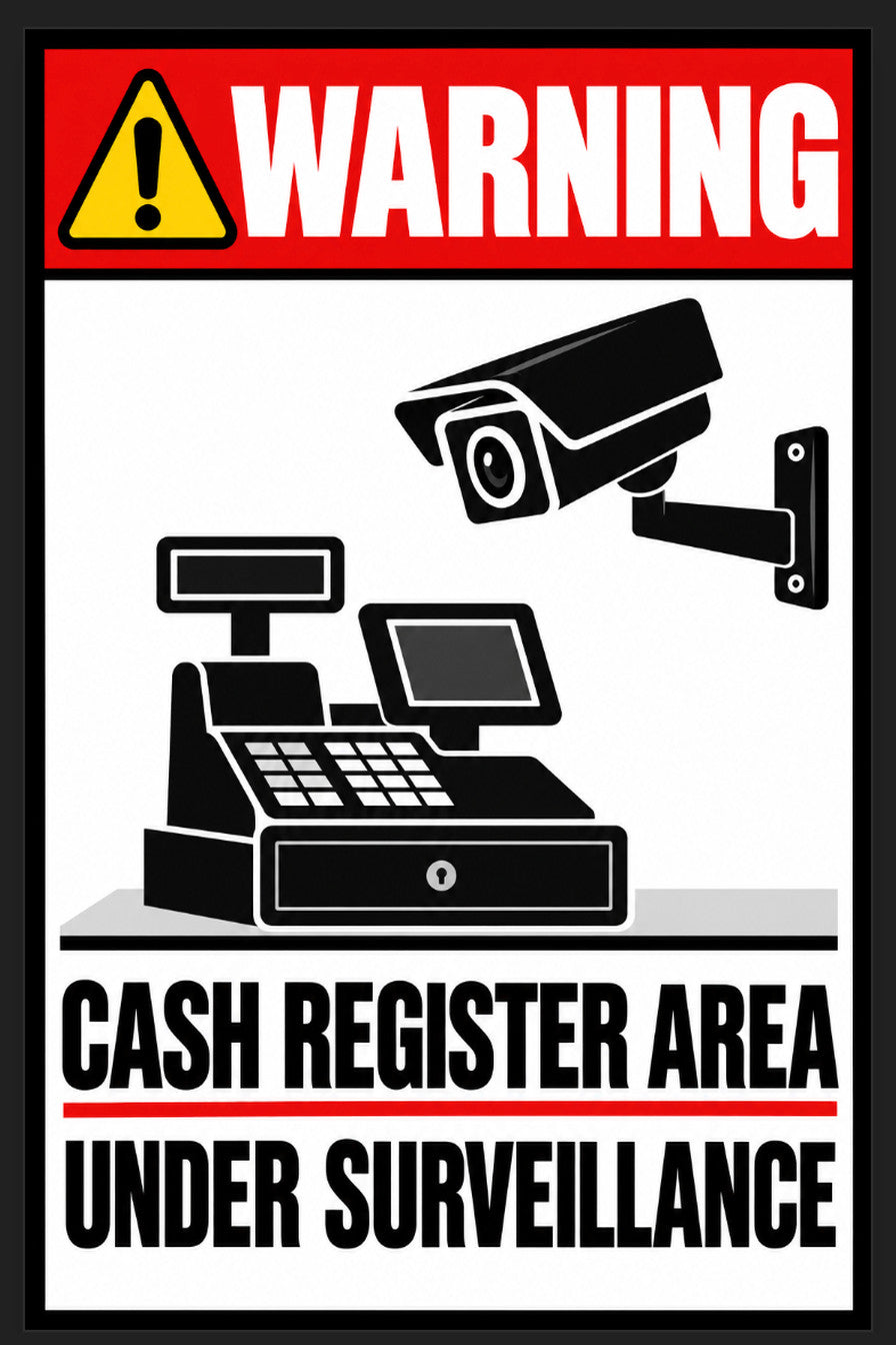 Warning Cash Register Area Under Surveillance 4x6 vinyl sticker