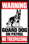 Warning No Trespassing Guard Dog On Patrol 4x6 vinyl sticker