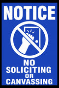 Notice No Soliciting Or Canvassing 4x6 vinyl sticker