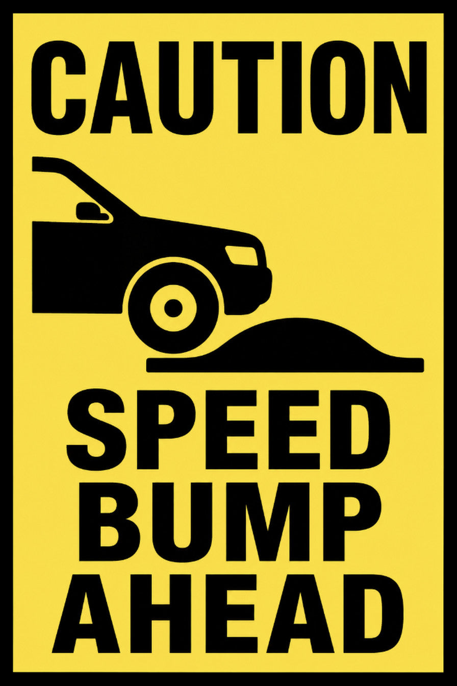 Caution Speed Bump Ahead 4x6 vinyl sticker
