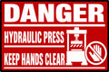 Danger Hydraulic Press Keep Hands Clear 4x6 vinyl sticker