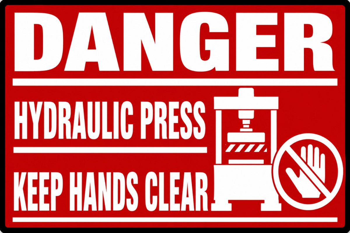 Danger Hydraulic Press Keep Hands Clear 4x6 vinyl sticker