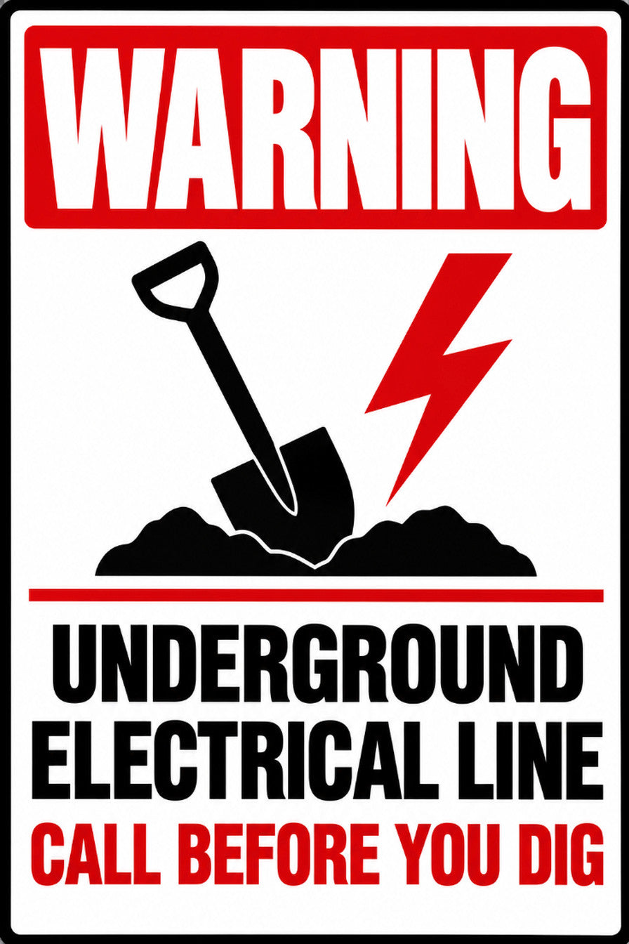 Warning Underground Electrical Line Call Before You Dig 4x6 vinyl sticker