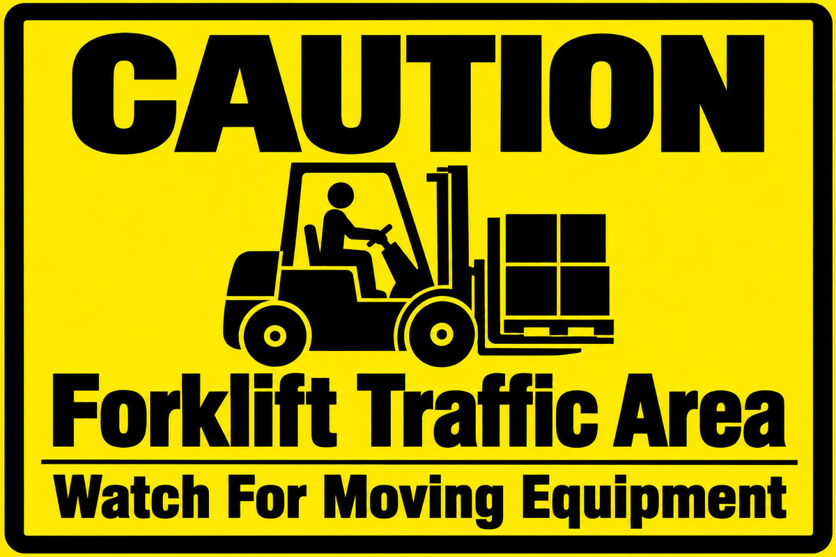 Caution Forklift Traffic Area Watch For Trucks 4x6 vinyl sticker