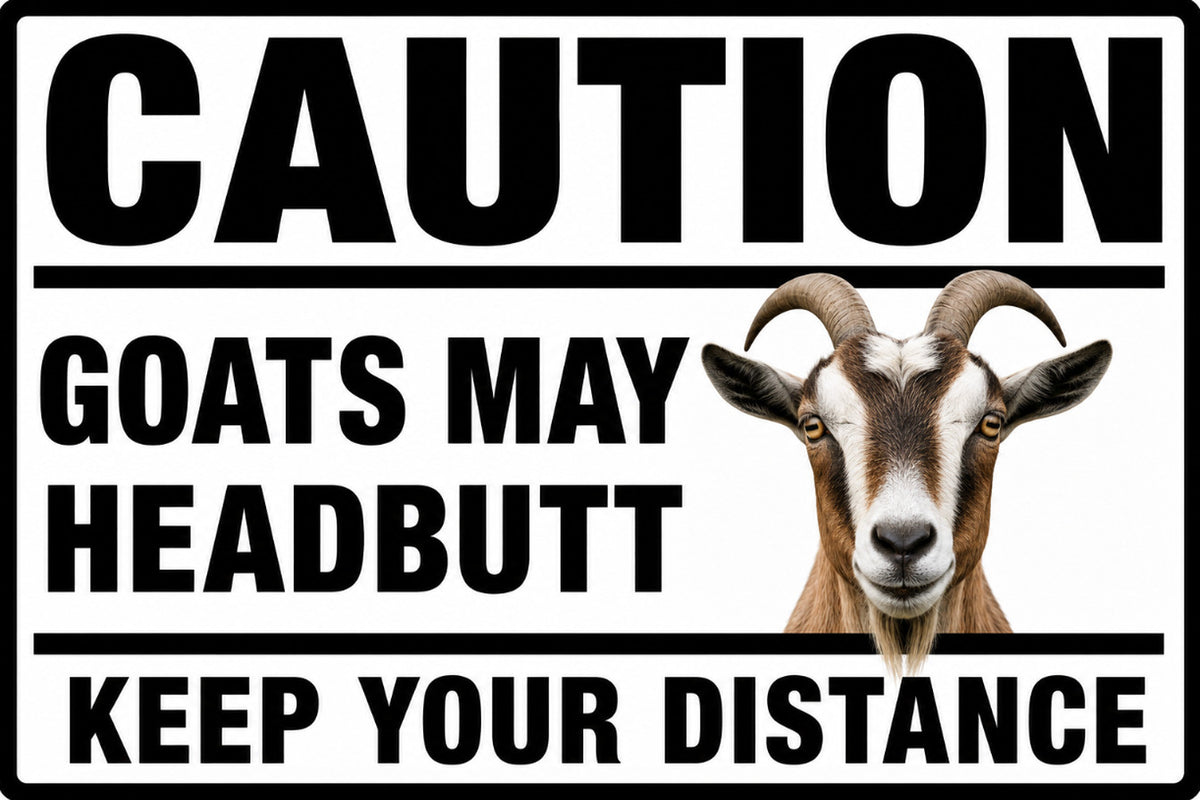 Caution Goats May Headbutt Keep Your Distance 4x6 vinyl sticker