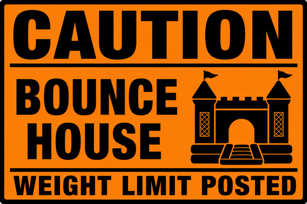Caution Bounce House Weight Limit Posted 4x6 vinyl sticker