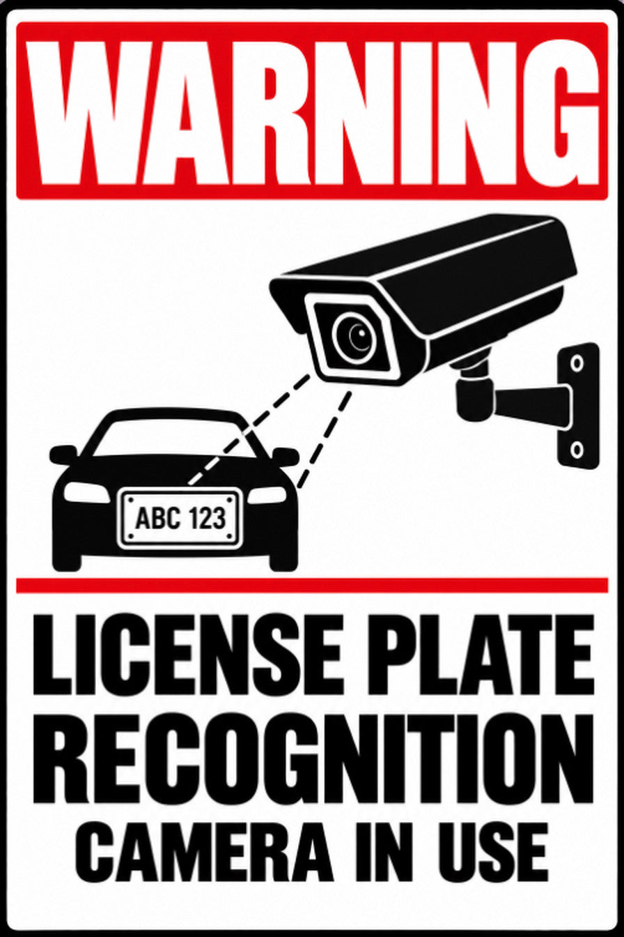 Warning License Plate Recognition Camera in Use 4x6 vinyl sticker