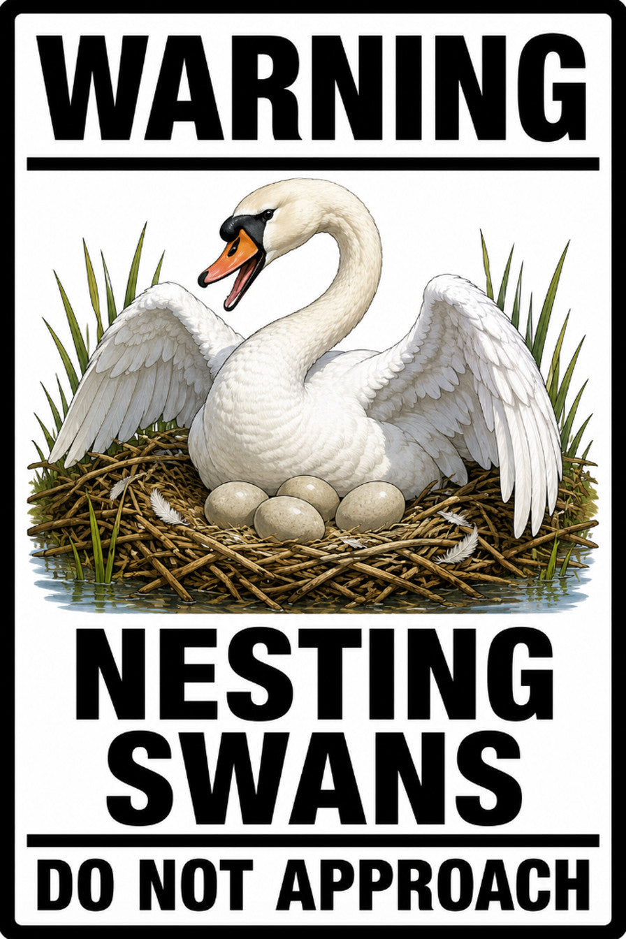 Warning Nesting Swans Do Not Approach 4x6 vinyl sticker