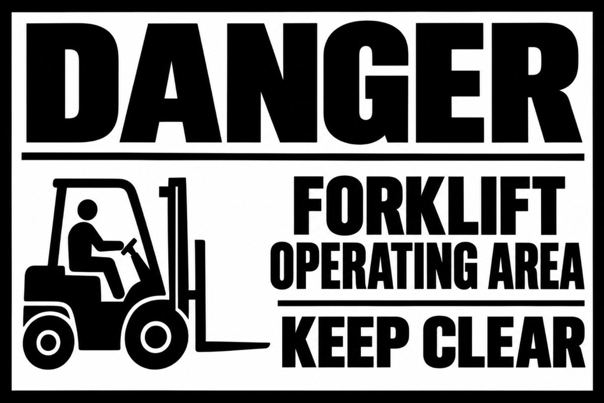 Danger Forklift Operating Area Keep Clear 4x6 vinyl sticker