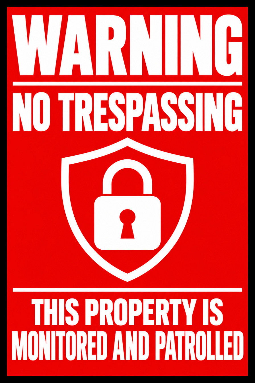 Warning No Trespassing Monitored Patrolled 4x6 vinyl sticker