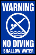 Warning No Diving Shallow Water 4x6 vinyl sticker