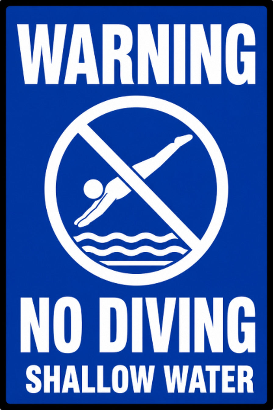 Warning No Diving Shallow Water 4x6 vinyl sticker