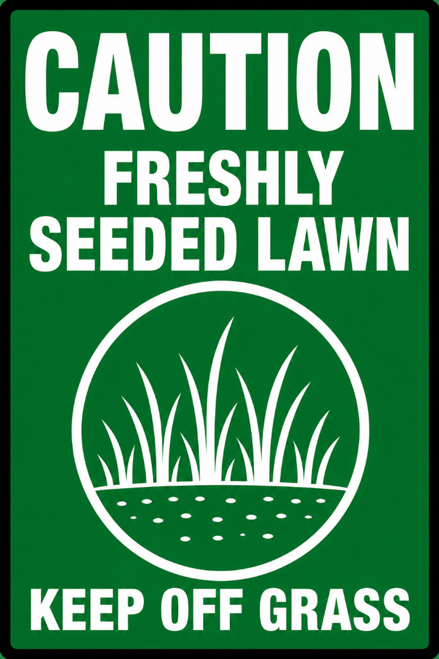 Caution Freshly Seeded Lawn 4x6 vinyl sticker