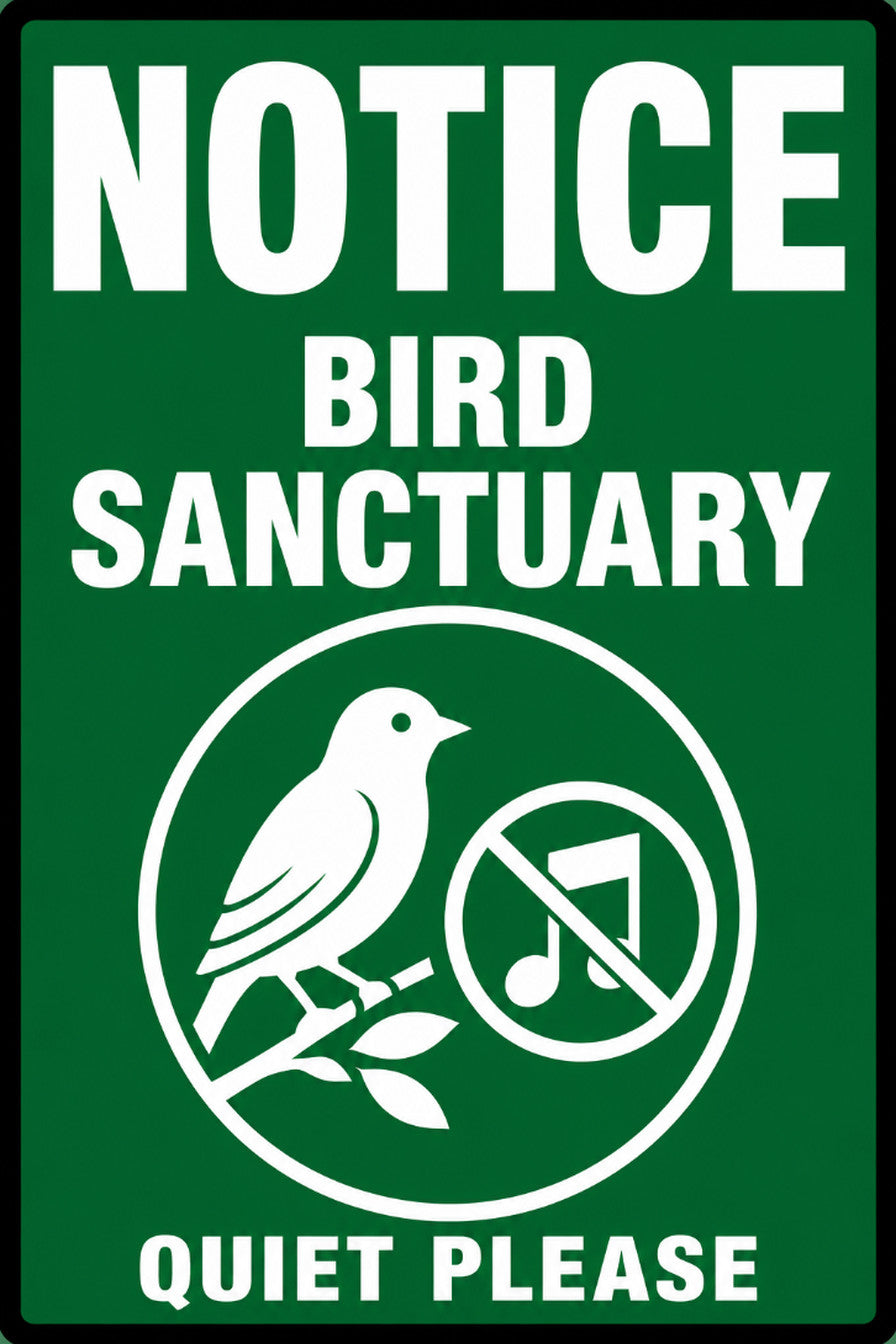 Notice Bird Sanctuary Quiet Please 4x6 vinyl sticker