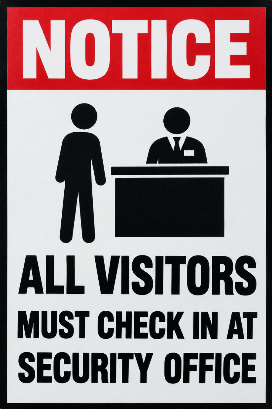 Visitors Check In Security Office 4x6 vinyl sticker