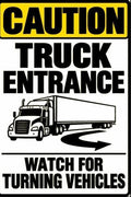 Caution Truck Entrance Watch For Turning Vehicles 4x6 vinyl sticker