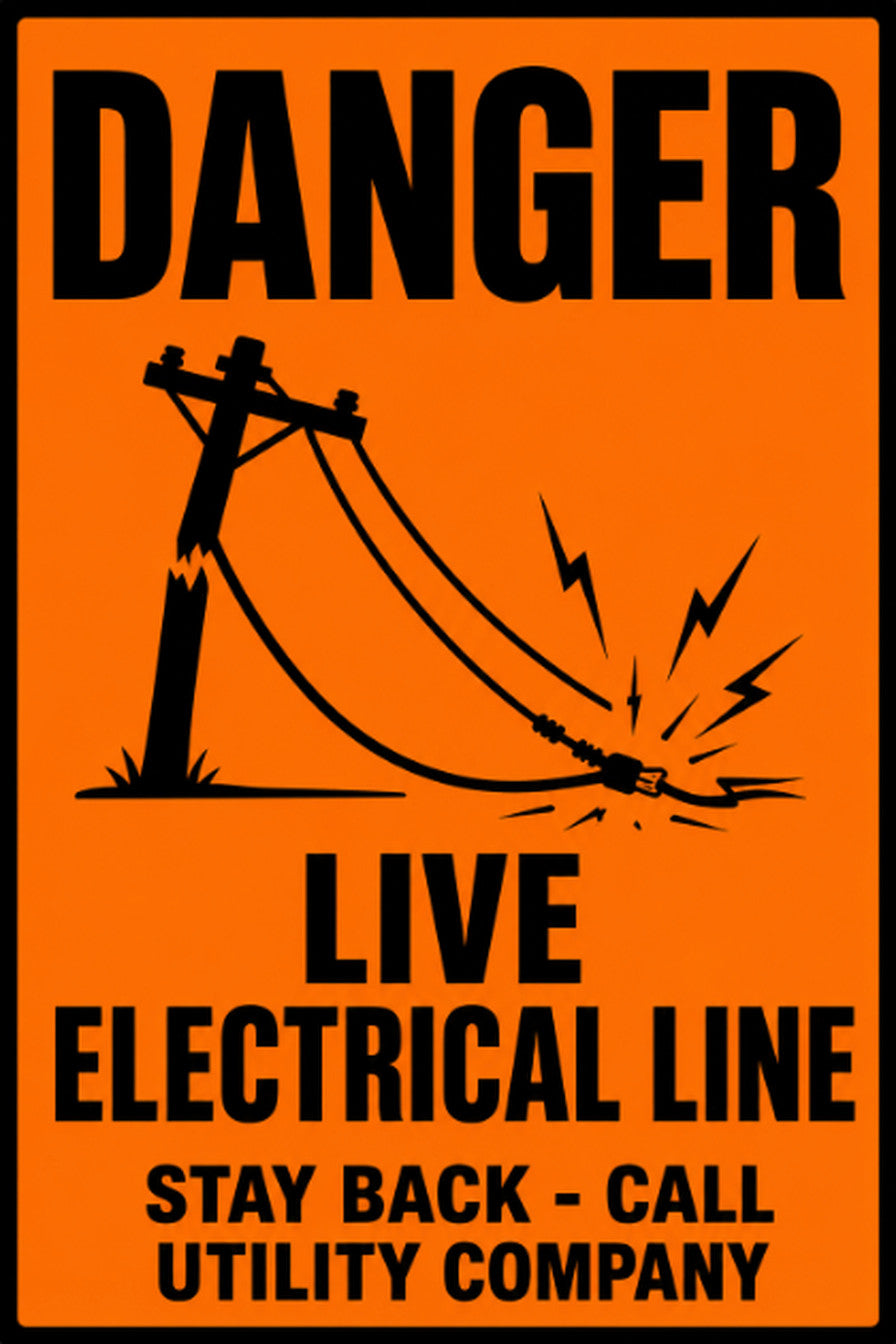 Danger Live Electrical Line Down 4x6 vinyl sticker