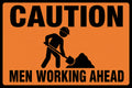 Caution Men Working Ahead 4x6 vinyl sticker