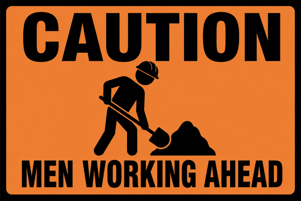 Caution Men Working Ahead 4x6 vinyl sticker