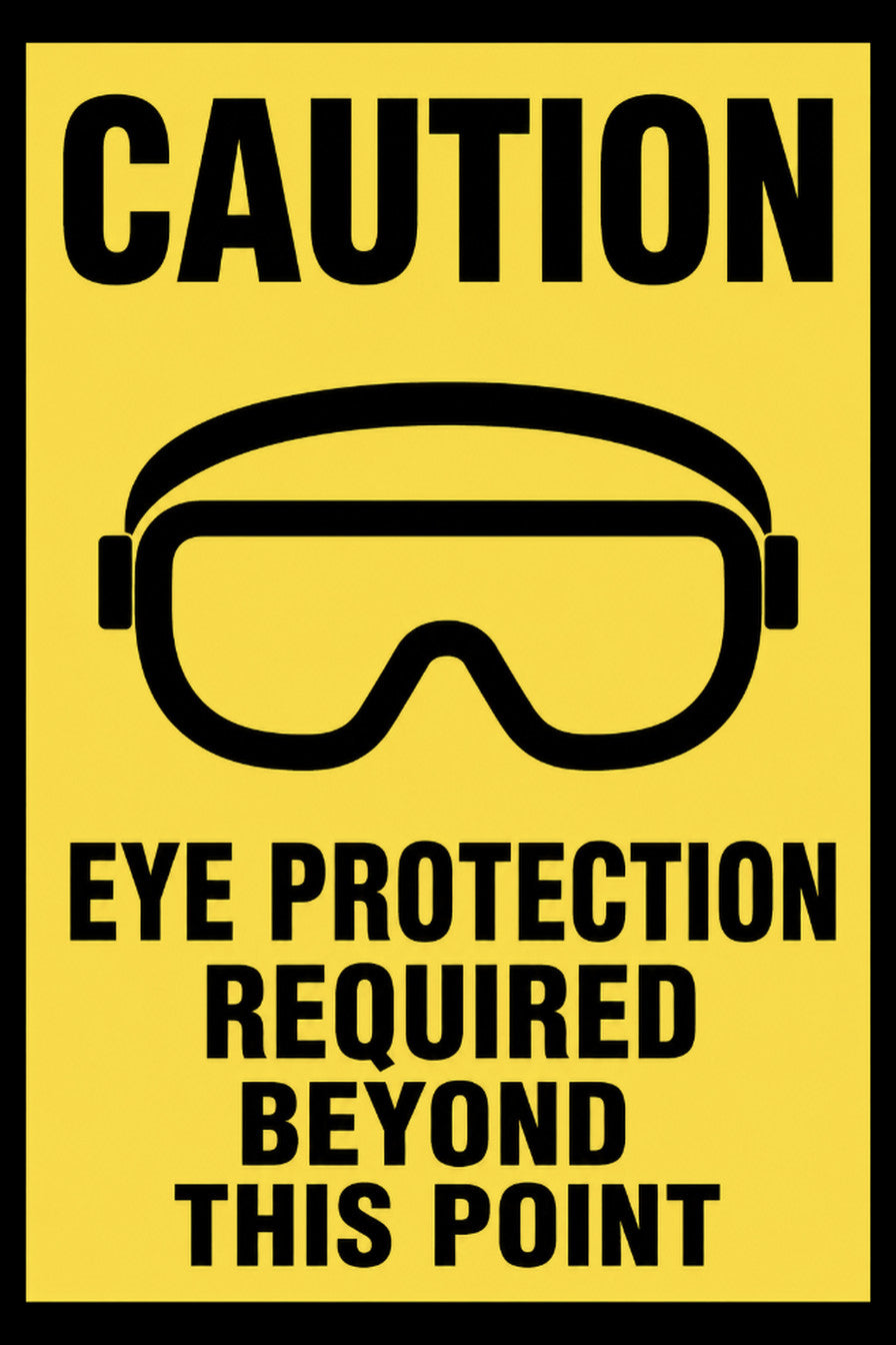Caution Eye Protection Required Beyond This Point 4x6 vinyl sticker