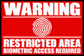 Warning Restricted Area Biometric Access Required 4x6 vinyl sticker