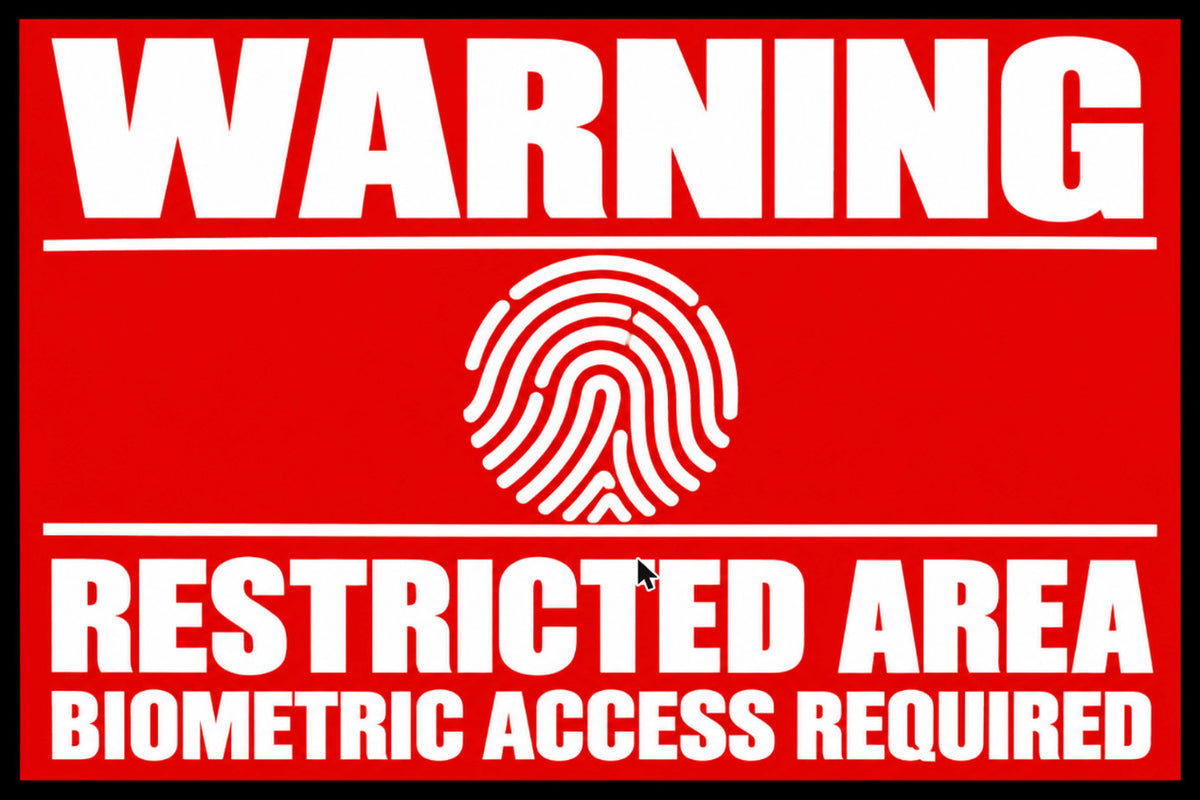 Warning Restricted Area Biometric Access Required 4x6 vinyl sticker