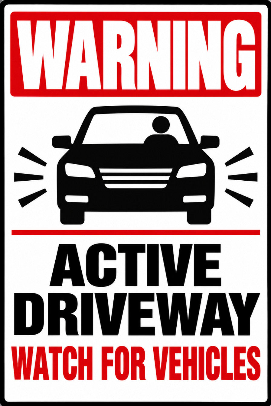 Warning Active Driveway Watch For Vehicles 4x6 vinyl sticker