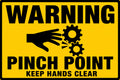 Warning Pinch Point 4x6 vinyl sticker