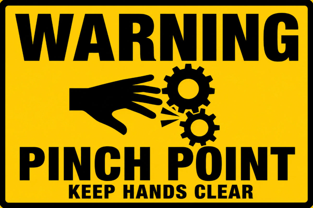 Warning Pinch Point 4x6 vinyl sticker