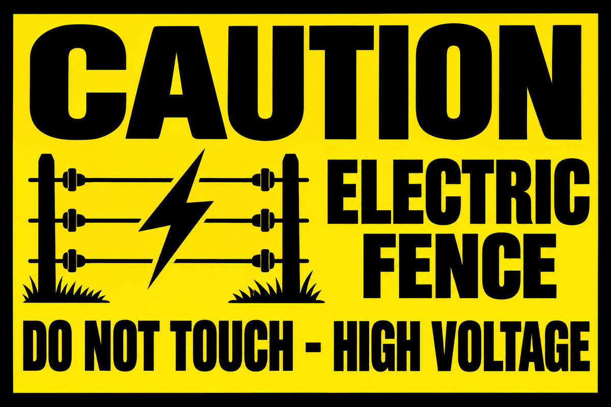 Caution Electric Fence High Voltage 4x6 vinyl sticker