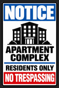 Notice No Trespassing Apartment Complex Residents 4x6 vinyl sticker