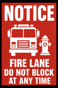 Notice Fire Lane Do Not Block At Any Time 4x6 vinyl sticker