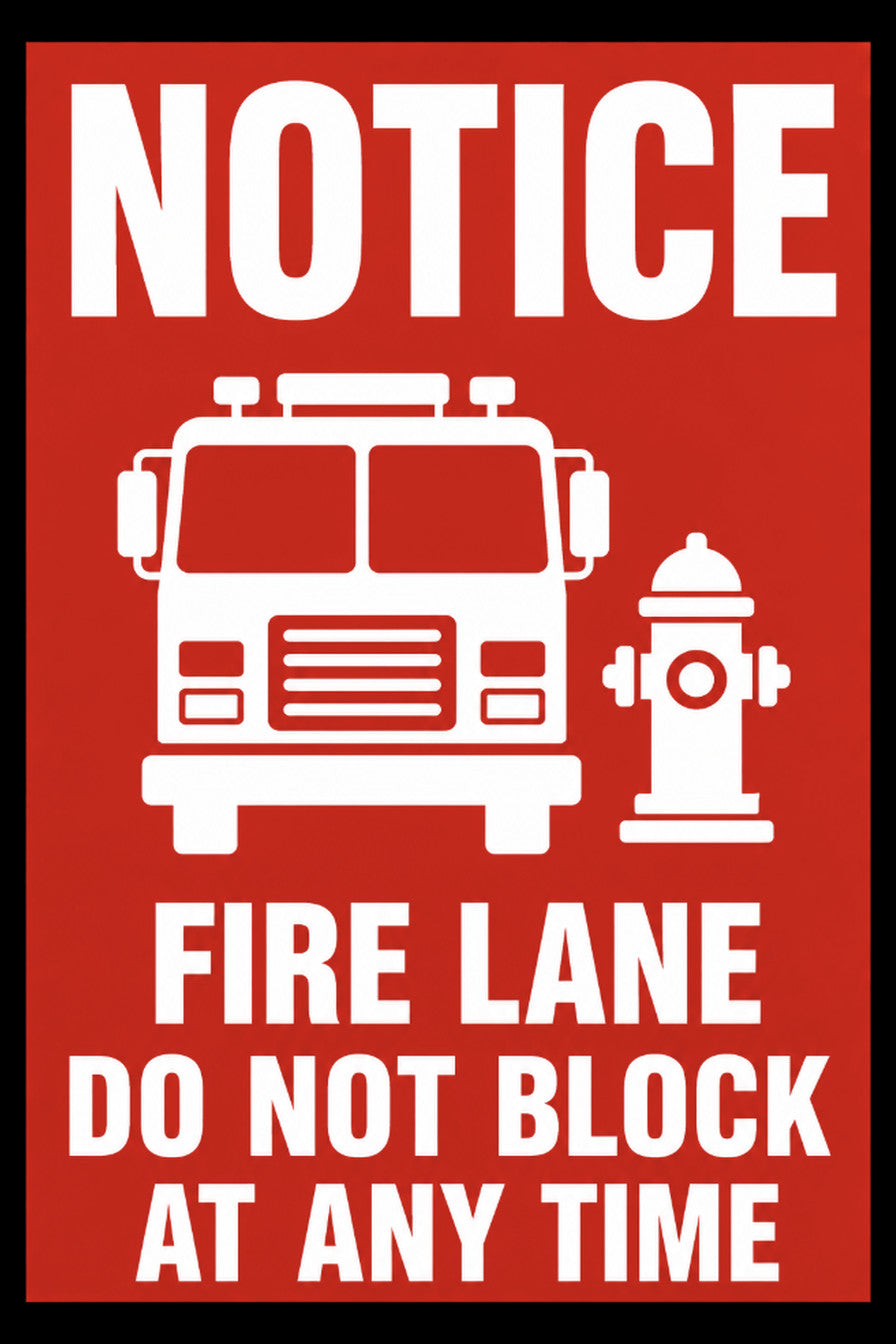 Notice Fire Lane Do Not Block At Any Time 4x6 vinyl sticker