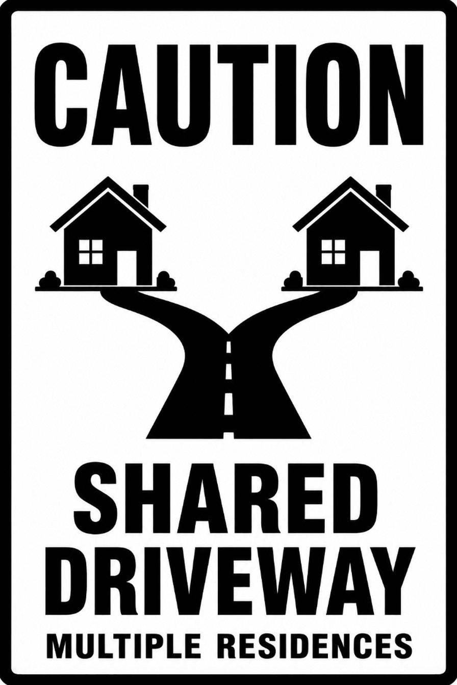 Caution Shared Driveway Multiple Residences 4x6 vinyl sticker