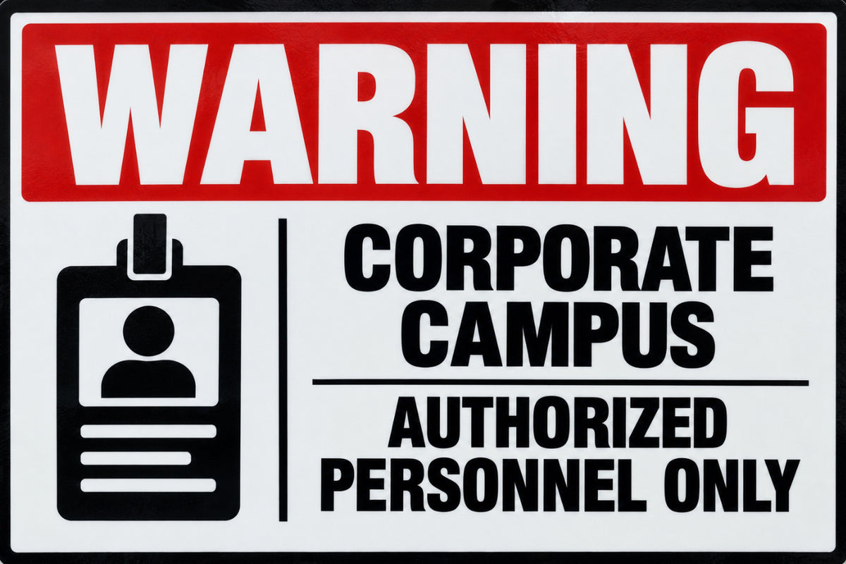 Warning Corporate Campus Authorized Personnel 4x6 vinyl sticker
