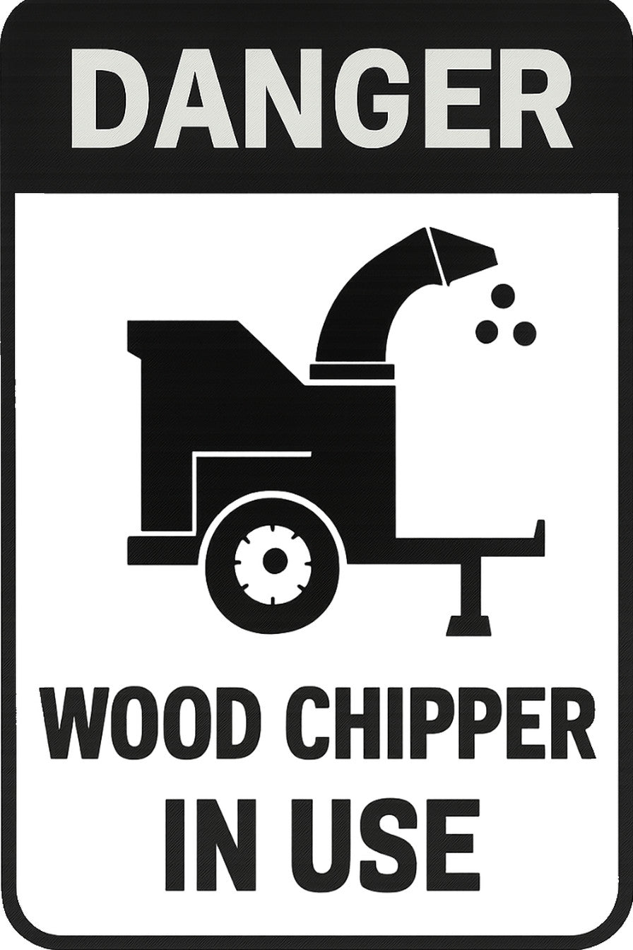 Danger Wood Chipper In Use 4x6 vinyl sticker