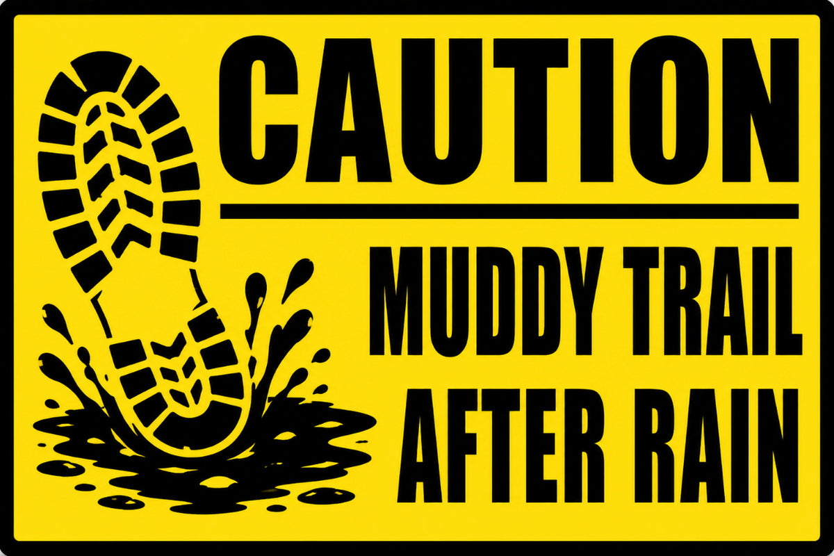Caution Muddy Trail After Rain 4x6 vinyl sticker
