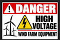 Danger High Voltage Wind Farm Equipment 4x6 vinyl sticker