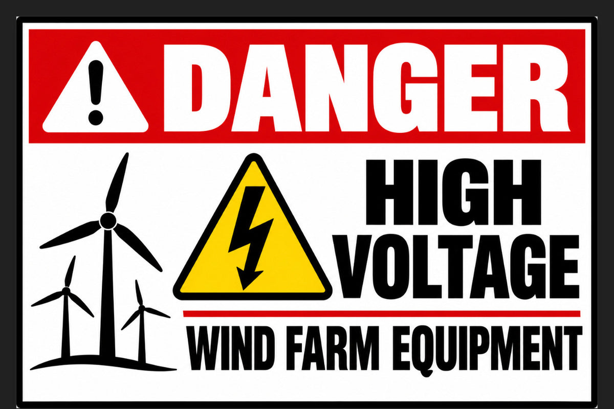 Danger High Voltage Wind Farm Equipment 4x6 vinyl sticker