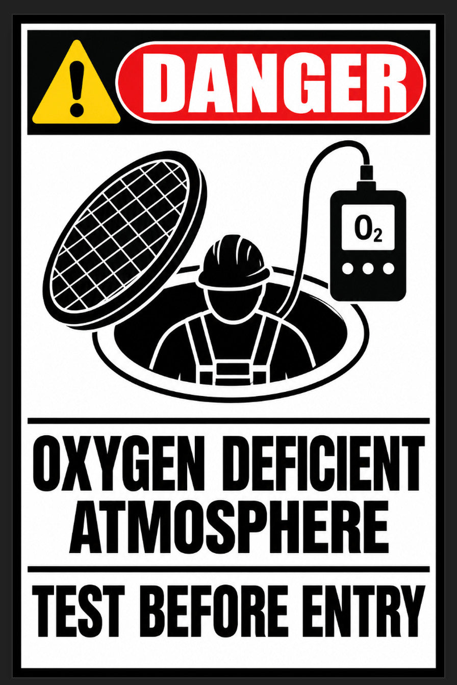 Danger Oxygen Deficient Atmosphere Test Before Entry 4x6 vinyl sticker