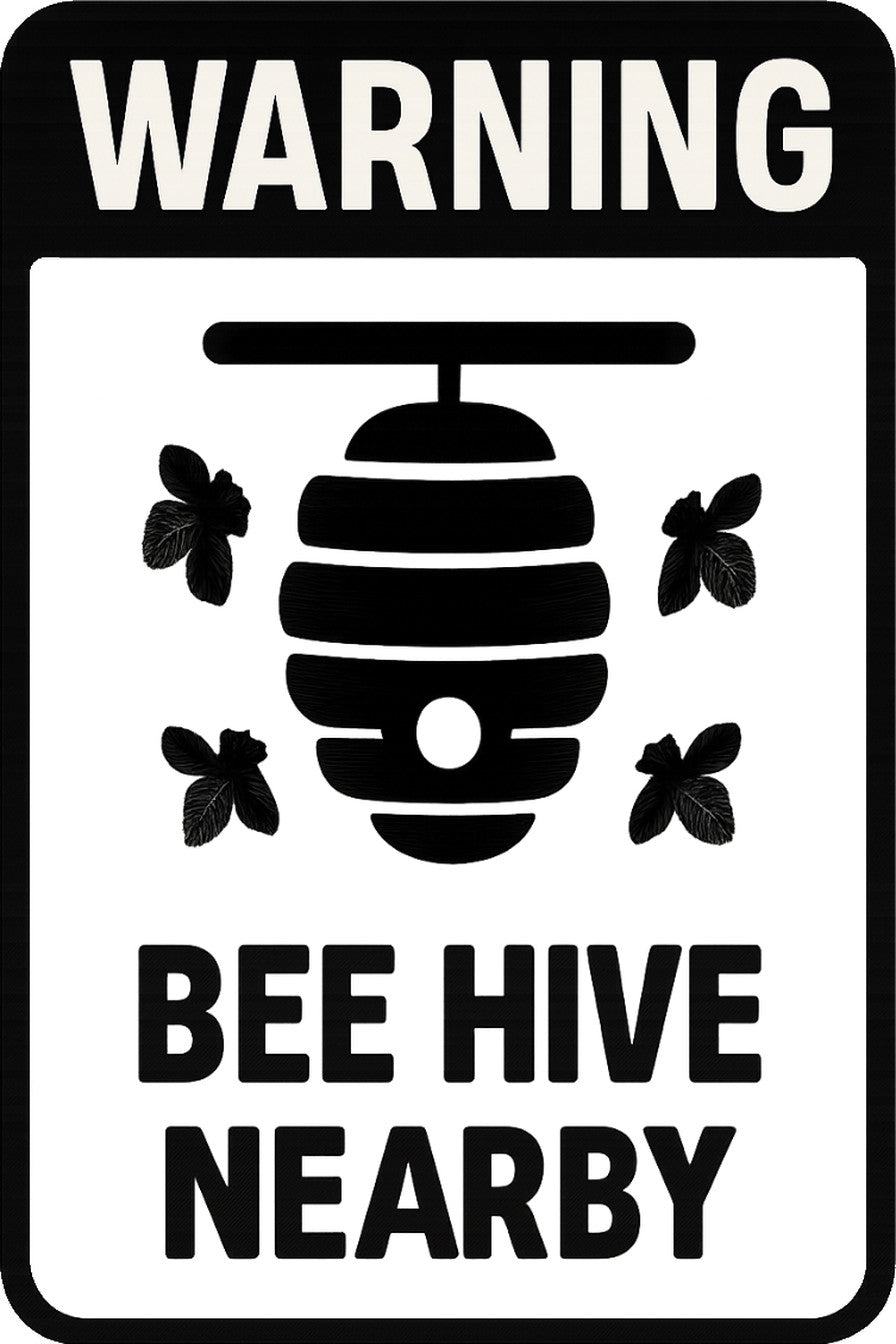Warning Bee Hive Nearby 4x6 vinyl sticker