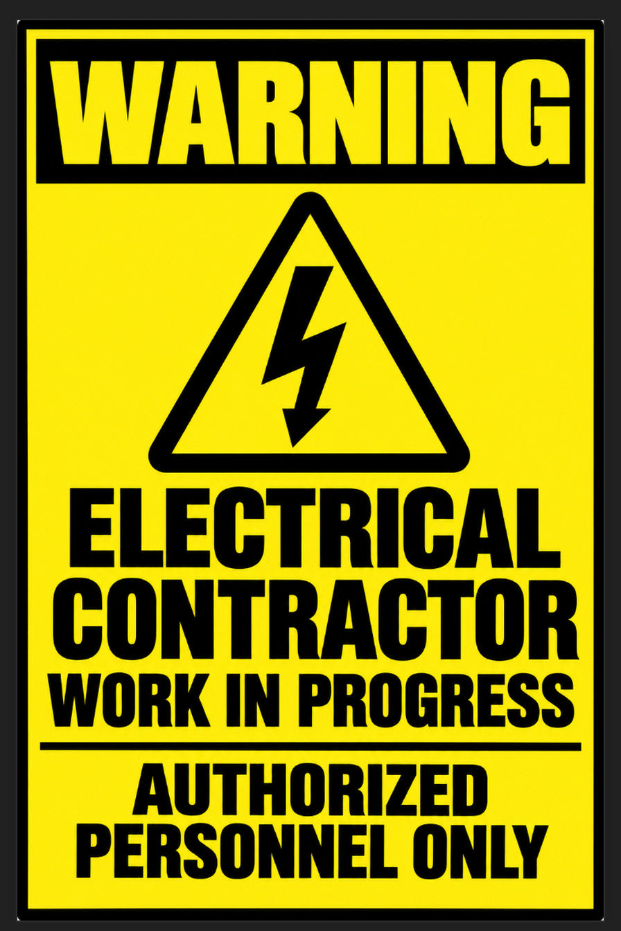 Warning Electrical Contractor Work In Progress 4x6 vinyl sticker
