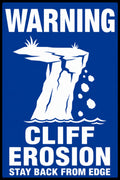 Warning Cliff Erosion Stay Back From Edge 4x6 vinyl sticker